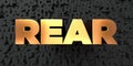 Rear - Gold text on black background - 3D rendered royalty free stock picture
