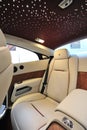 Rear leather seats with star ceiling of the Rolls Royce Wraith on display during Singapore Yacht Show at One Degree 15 Marina Club