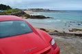 Rear light of a red Porsche Cayman 2.7 sport car, parked in fr Royalty Free Stock Photo