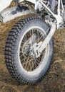 Rear motorcycle wheel with enduro tire Royalty Free Stock Photo