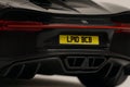 Rear number plate of a toy Bugatti Chiron sports car Royalty Free Stock Photo