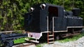 Rear part with cab for engine driver on old Czechoslovak steam locomotive displayed as exhibit in outdoor museum