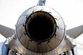 Rear part of jet engine exhaust of military fighter