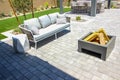 Rear Patio Sitting Area Around Fire Pit Royalty Free Stock Photo