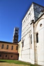 The rear placed east of the cathedral of Lucca, illuminated by the sun and in the background of the blue sky, forms a 90 degree an Royalty Free Stock Photo