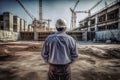 Rear portrait of a civil engineer at the construction site