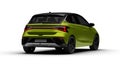 Rear right view of the green colored modern hatchbag car with a white background Royalty Free Stock Photo