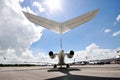 Rear section of Qatar Executive Bombardier Global 5000 business jet at Singapore Airshow 2012 Royalty Free Stock Photo