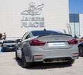 Rear shot of the BMW M4 CS in the parking of the Jarama Race