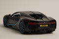 Rear side angle view of toy Bugatti Chiron sports car