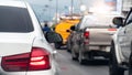 Rear side of car with turn on brake light. Royalty Free Stock Photo