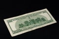 Rear side of old one hundred dollar american currency on black background Royalty Free Stock Photo