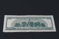 Rear side of old one hundred dollar american currency on black background Royalty Free Stock Photo