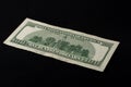 Rear side of old one hundred dollar american currency on black background Royalty Free Stock Photo