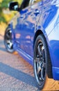 Rear side view of blue sport car Royalty Free Stock Photo