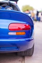 Rear side view of blue sport car Royalty Free Stock Photo