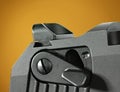 Rear sight and safety on a pistol