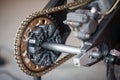 Rear sprocket and chain sports bike Royalty Free Stock Photo