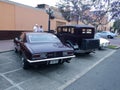 Rear vier of a maroon Chevrolet Camaro in Lima