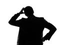 Rear view back thinking business man silhouette Royalty Free Stock Photo