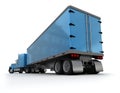 Rear view of a big blue trailer truck Royalty Free Stock Photo