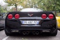 Rear view of black chevrolet corvette parked in the street Royalty Free Stock Photo