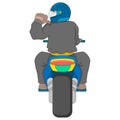 rear view of boy riding a cool motorbike