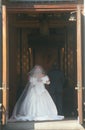 Rear view of Bride entering church