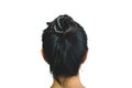 Rear view of brunette girl with hair bun Royalty Free Stock Photo