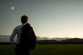 Rear view of business man in elegant suit Royalty Free Stock Photo