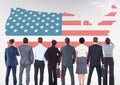 Rear view of business people looking at American flag Royalty Free Stock Photo