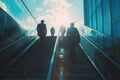 Rear view of business person climbing stairs, Ambitions concept with business person, Generative AI Royalty Free Stock Photo