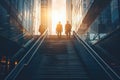 Rear view of business person climbing stairs, Ambitions concept with business person, Generative AI Royalty Free Stock Photo