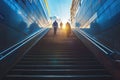 Rear view of business person climbing stairs, Ambitions concept with business person, Generative AI Royalty Free Stock Photo