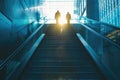 Rear view of business person climbing stairs, Ambitions concept with business person, Generative AI Royalty Free Stock Photo