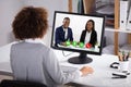 Businesswoman Video Conferencing Colleagues Royalty Free Stock Photo