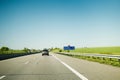 Rear view of car on French highway Royalty Free Stock Photo