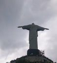 Rear view of the Christ the Redeemer statue in Rio de Janeiro, Brazil Royalty Free Stock Photo