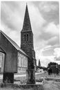 Rear view of the church of Christ with its cemetery and crypts with the bell tower of the church of St. Joseph in the background Royalty Free Stock Photo