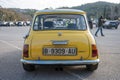 classic yellow Morris Mini Cooper S 1300 with a white roof Royalty Free Stock Photo