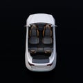 Rear view of cutaway white self-driving Electric SUV car on black background