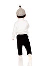 Rear view of a East Asian man Studio portrait of a young child Royalty Free Stock Photo