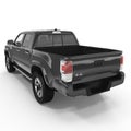 Rear view of empty pick-up truck on white. 3D illustration Royalty Free Stock Photo