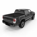 Rear view of empty pick-up truck on white. 3D illustration Royalty Free Stock Photo