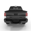 Rear view of empty pick-up truck on white. 3D illustration Royalty Free Stock Photo