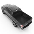 Rear view of empty pick-up truck on white. 3D illustration Royalty Free Stock Photo