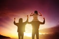 Rear view family standing and watching Royalty Free Stock Photo