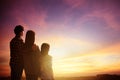 Rear view family standing and watching the Royalty Free Stock Photo