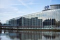 Rear view of the famous european parliament in border the Il river Royalty Free Stock Photo