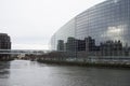 Rear view of the famous european parliament in border the Il river